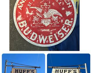 Large anheurser-busch budweiser sign, lighted Dr. Pepper sign (2-sided)