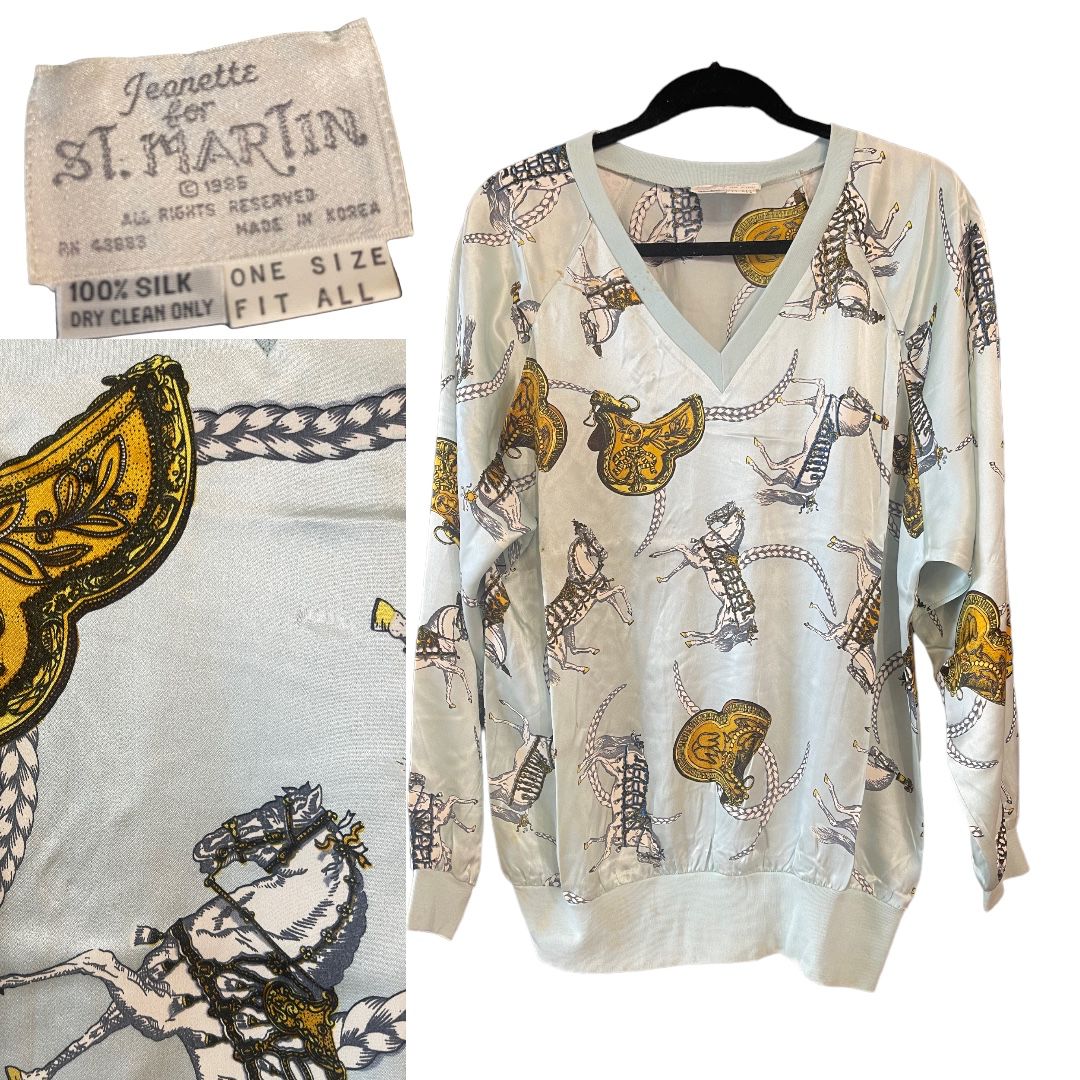 Vintage Jeanette for St. Martin 100% Silk Pullover
