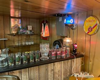 Bar signs, barware, new and vintage (blatz sold) 