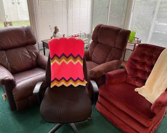 Easy chairs, recliners, office chairs, all in great shape!