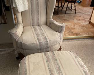 GrandmaCore upholstered chair with ottoman.. perfect for small spaces!