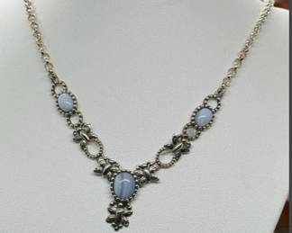 Carolyn pollack sterling laced agate y necklace