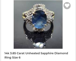 14k 3.85 sapphire diamond ring