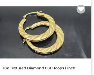 10k Textured Hoop Earrings