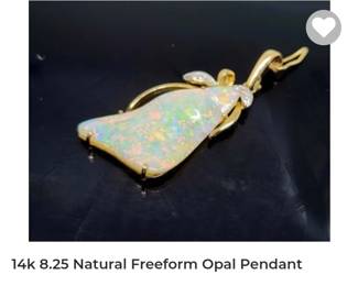14k freeform opal pendent