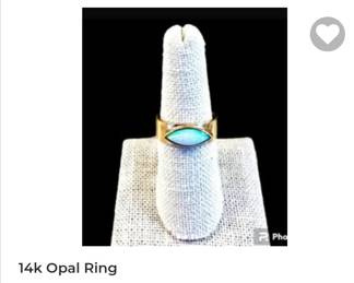 14k East To West Marquis cut Opal Ring