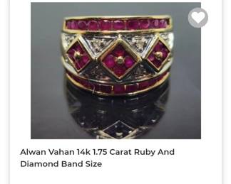 14k alwan vahan ruby diamond band