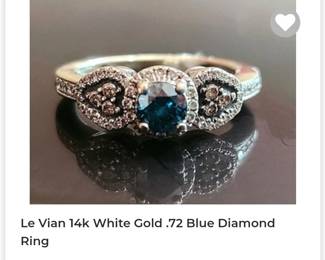 Le Vian 14k white gold blue diamond ring