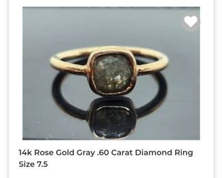 14k rose gold Grey diamond ring