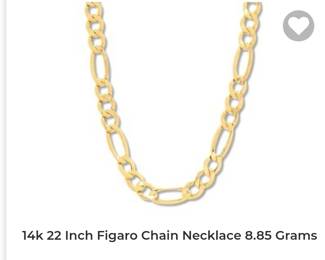 14k 22 inch Figaro chain 8.85 grams 