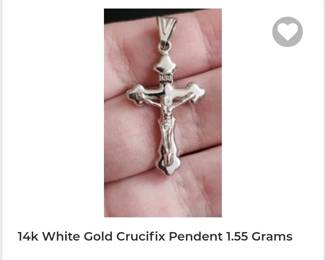 14k white gold cross pendent