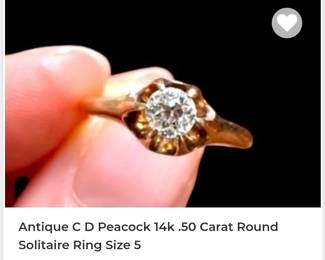 Rolex maker CD peacock 1906 .25 carat 14k diamond ring