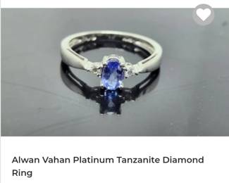 Alwan vahan platinum tanzanite diamond ring