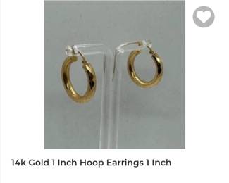 14k 1 inch Tubular Hoop Earrings