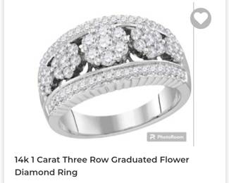 14k white gold 1 carat cluster ring