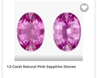 Matching pair 1.5 carat oval cut pink sapphire