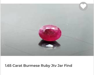 1.65 carat Burmese ruby jtv jar find