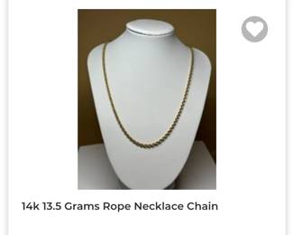 14k rope chain necklace