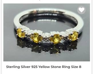 Sterling silver yellow gemstone ring