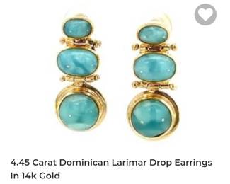 14k Dominican Larimar earrings