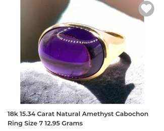 18k African Amethyst Ring