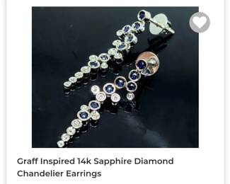 14k white gold graff inspired sapphire diamond earrings