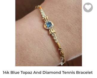 14k blue topaz diamond bracelet