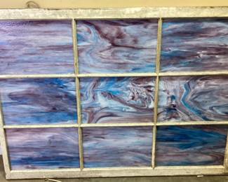VTG. SLAG ART GLASS WINDOW #2