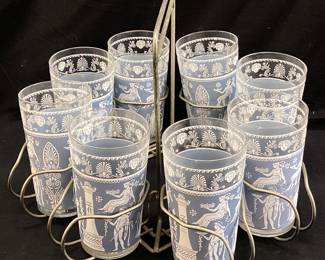  GLASS HOLDER w 8 JEANETTE CORINTHIAN GL
