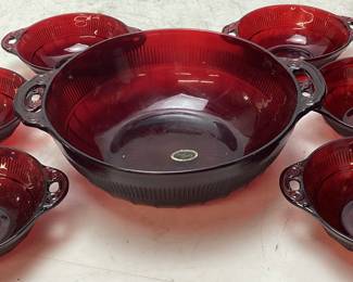  ROYAL RUBY GLASS BOWLS SET 