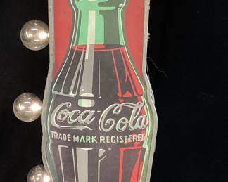 VTG. COCA COLA TIN LIGHT UP WALL SIGN, BATTERY OP.