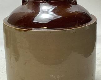 VTG. 5 GALLON HANDLED STONEWARE JUG, 15