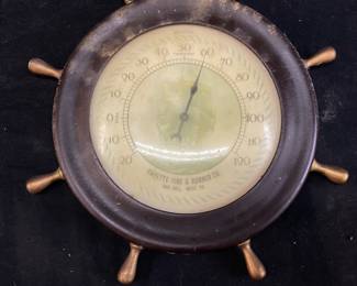 VTG. FAYETTE TIRE & RUBBER SHIPS WHEEL THERMOMETER