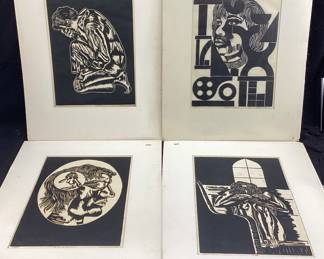  (4) ARTIST SIGNED ROLAND S. WATTS PRINT