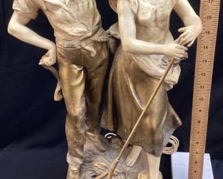 VTG. L & F MOREAU SCULPTURED FIGURINE TABLE LAMP,