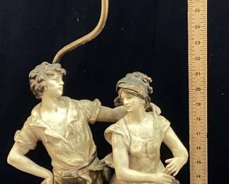 VTG. L & F MOREAU SCULPTURED FIGURINE TABLE LAMP,