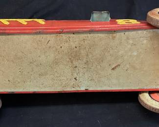 1920s J. CHEIN HERCULES TIN LITHO TOY RACE CAR, 19''L, COMES WITH THE ORIGINAL SPARE TIRE, RUMBLE SEAT, HERCULES TIRES,