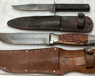 MPERIAL & COLONIAL KNIVES w LEATHER