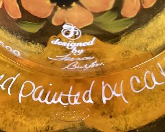  FENTON HAND PAINTED HAT w STAND