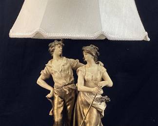 VTG. L & F MOREAU SCULPTURED FIGURINE TABLE LAMP,
