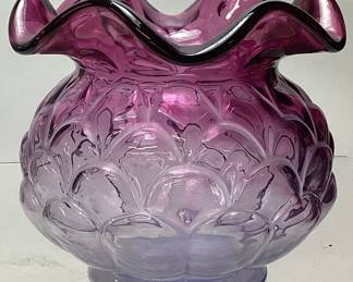 FENTON FISH SCALE VASE, 4.5’’ H