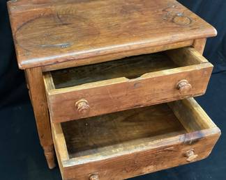  VTG. SMALL 2 DRAWER WOOD END