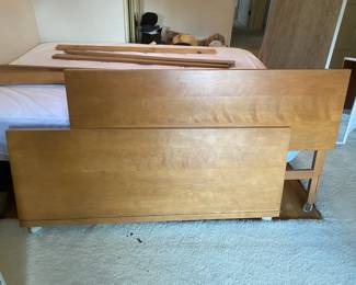 Vintage American Modern Bed Frame And Sealy Posturepedic Queen Mattress