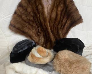 Genuine Fur Stole And Hats, Faux Fur Beret