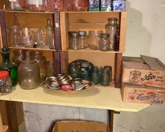 Vintage Ball, Atlas And Presto Canning Jars And Glass Cider Jars