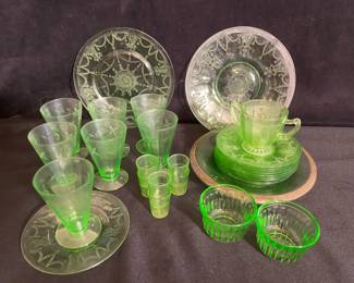Green Pattern Depression Glass
