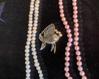Marboux Pearl Fish Brooch Pearl Necklaces