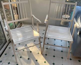 Pair Of White Wood Folding Chairs