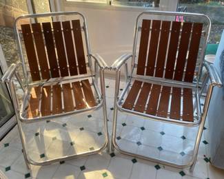 Pair Of Wood And Aluminum Folding Chairs