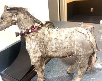 Folk Art horse made of birch bark